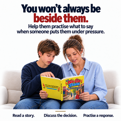 Parent and teen reading The No-Go Zone together